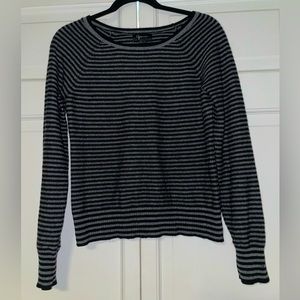 Aqua black and grey striped cashmere sweater size M